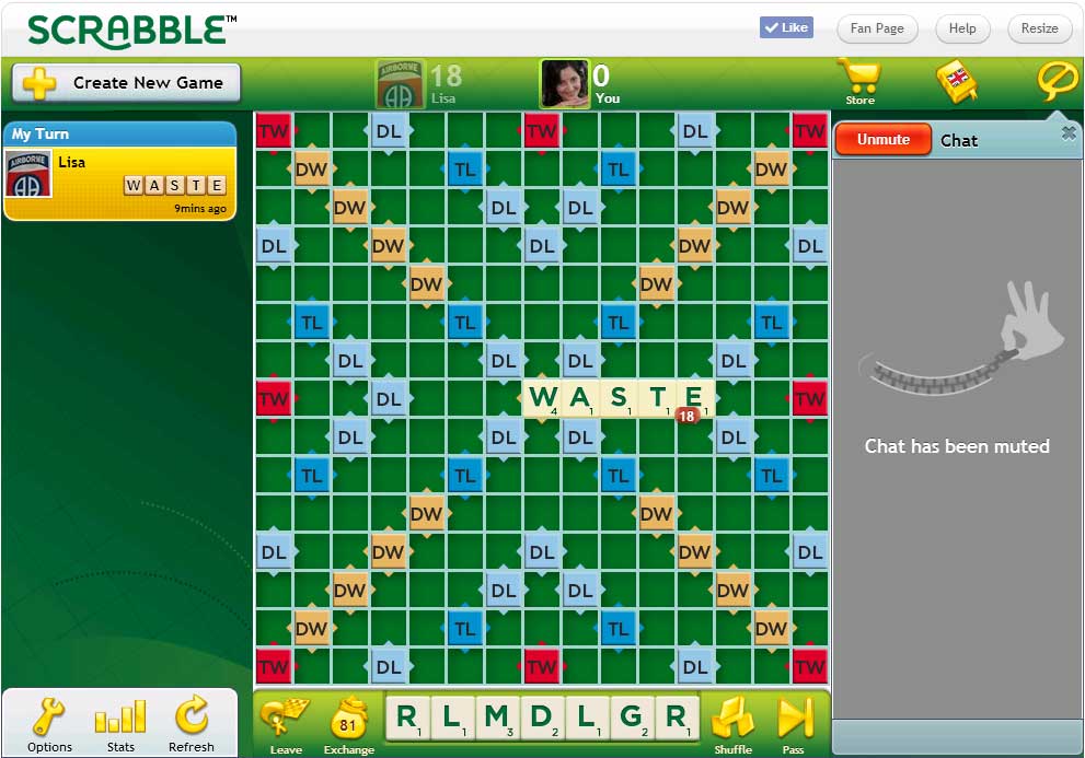 scrabble game will not load on facebook